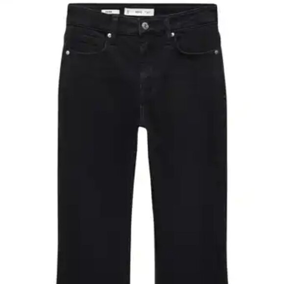Mango Raw Hem Crop Flare Jeans (US 4, Black) - Picture 3 of 11
